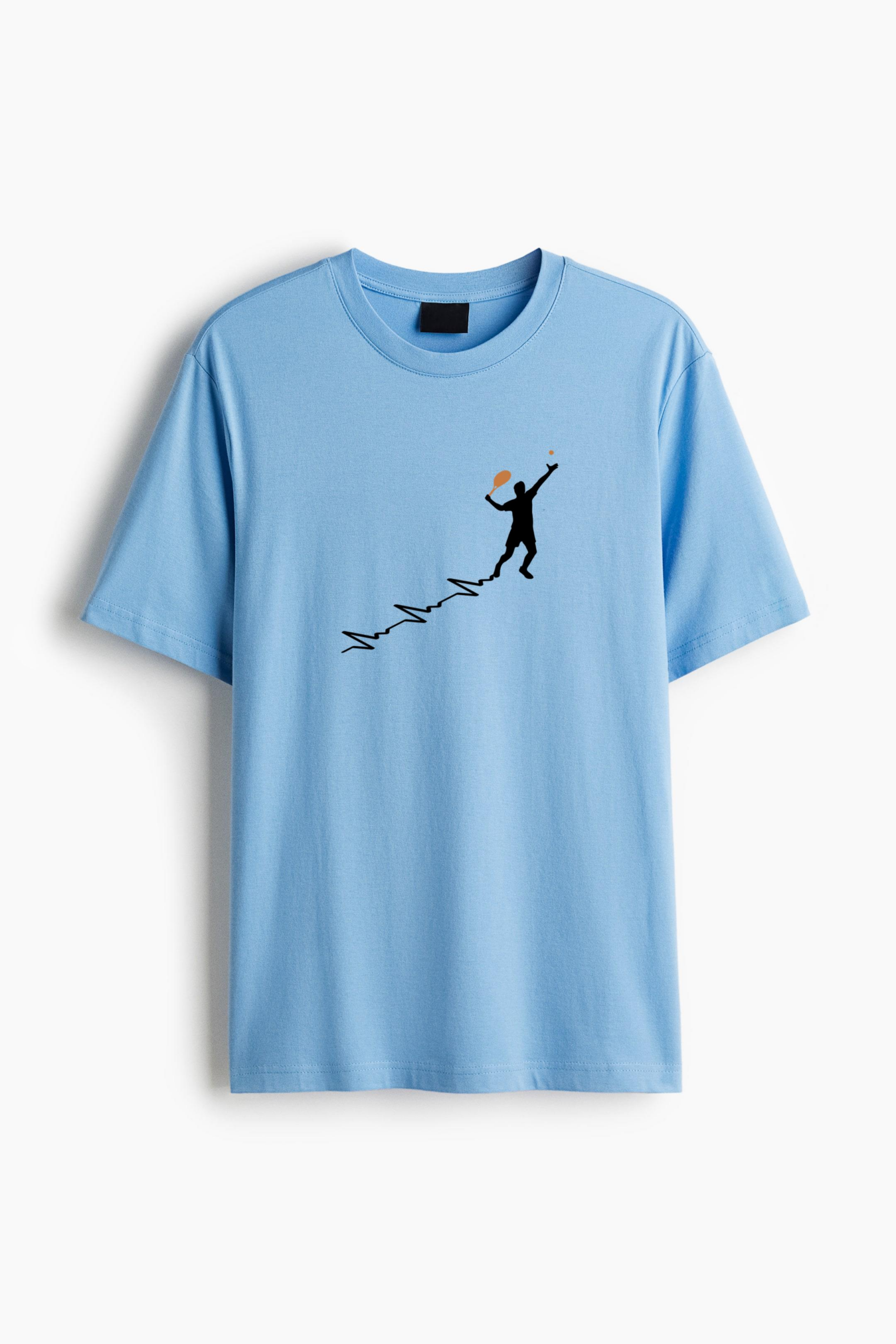 Tennis Sport Heartbeat Silhouette Cotton T-Shirt 