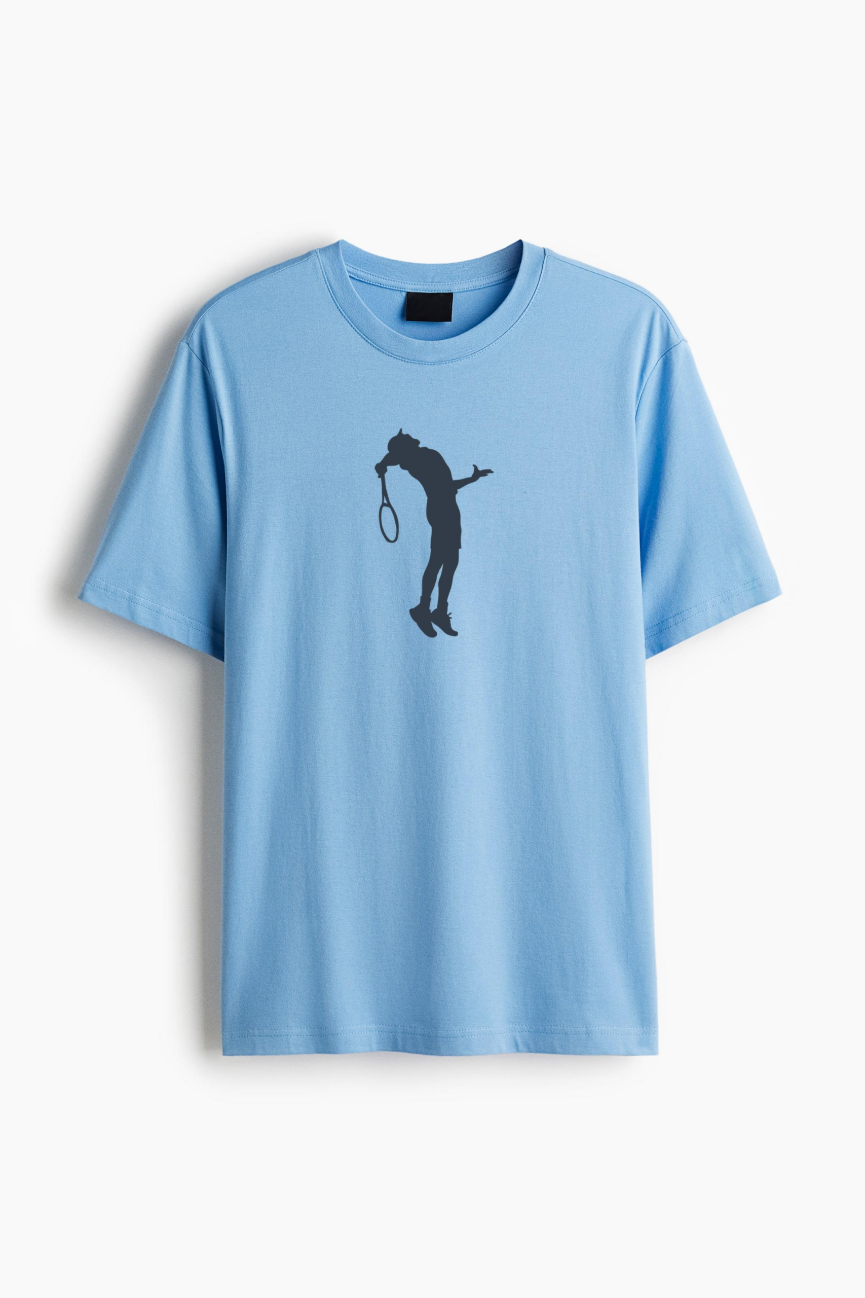Tennis Sport Man Silhouette Cotton T-Shirt 