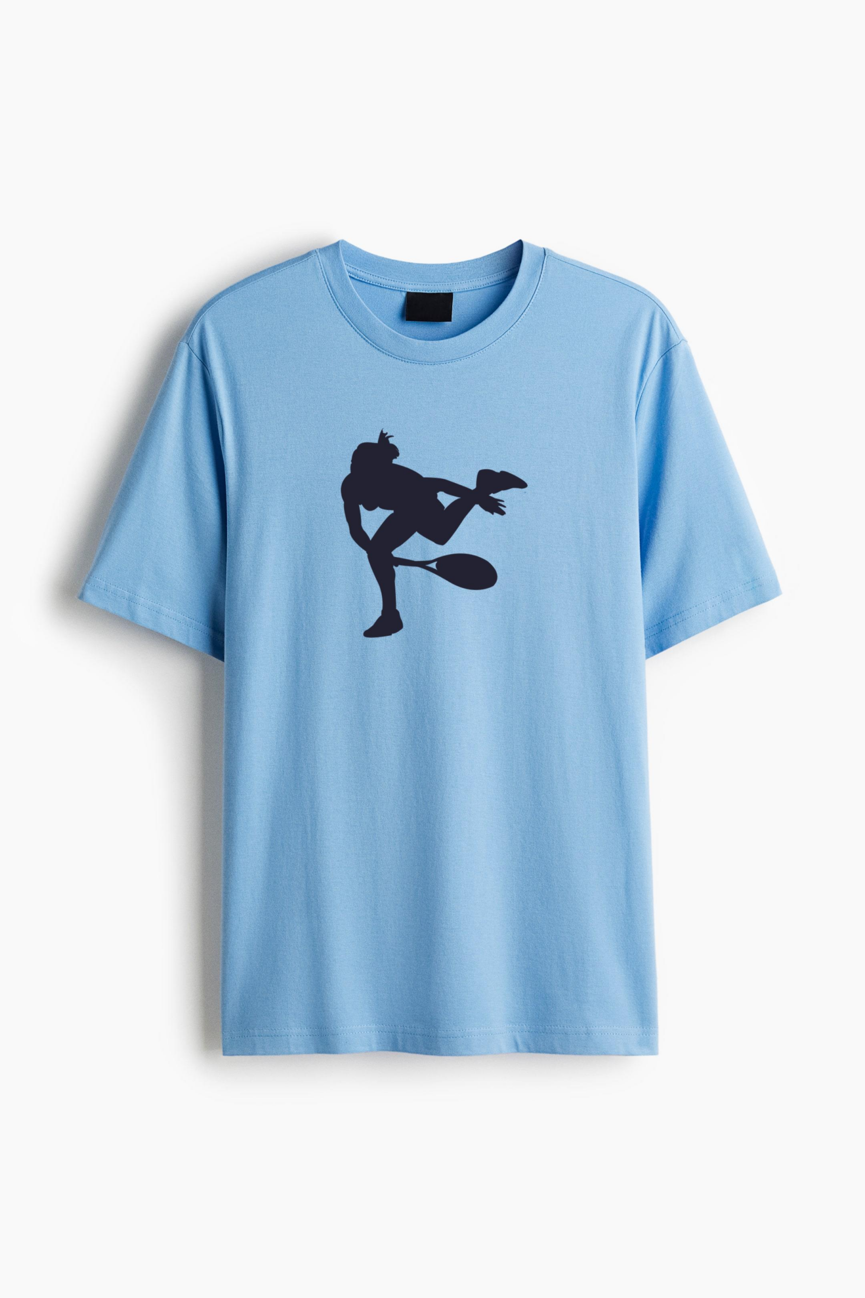 Woman Playing Tennis Silhouette  Cotton T-Shirt 