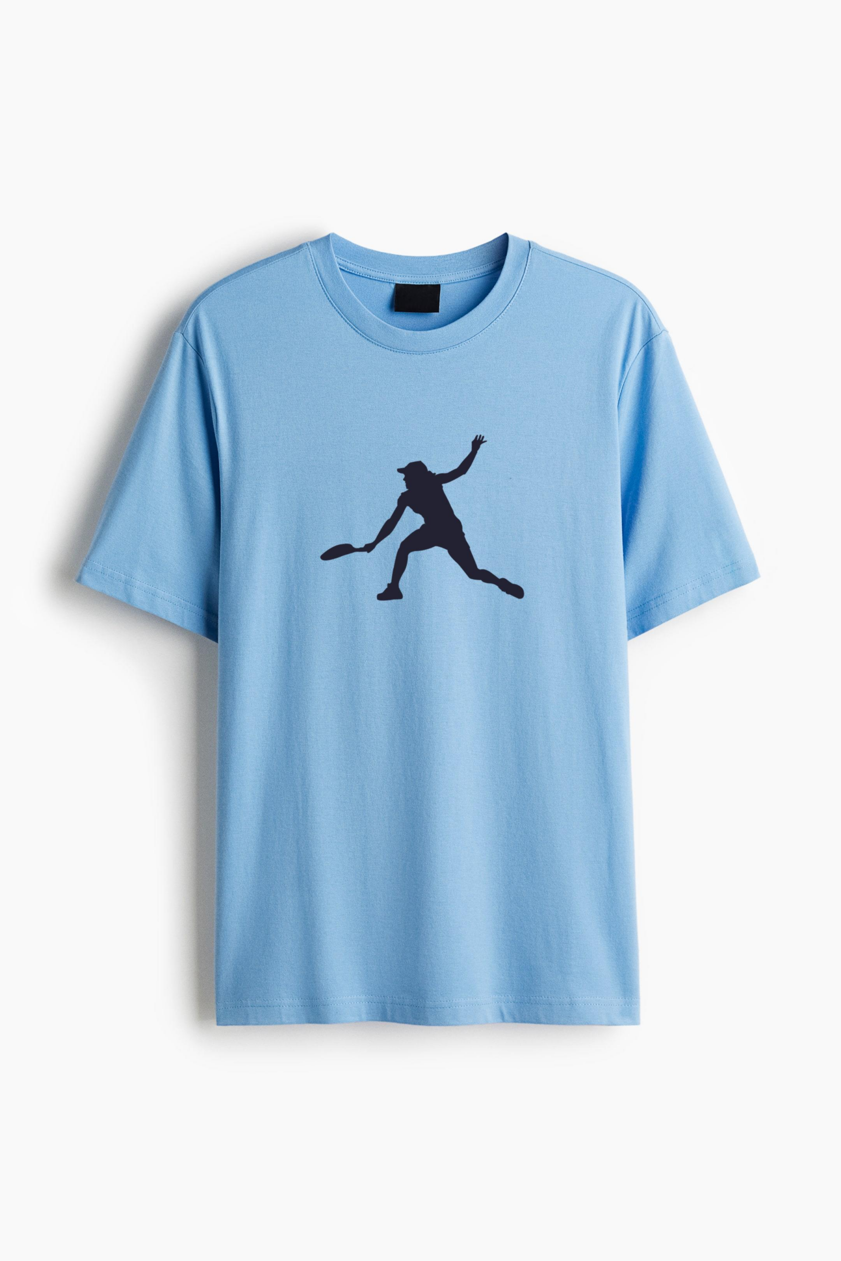 Woman Playing Tennis Silhouette Cotton T-Shirt 