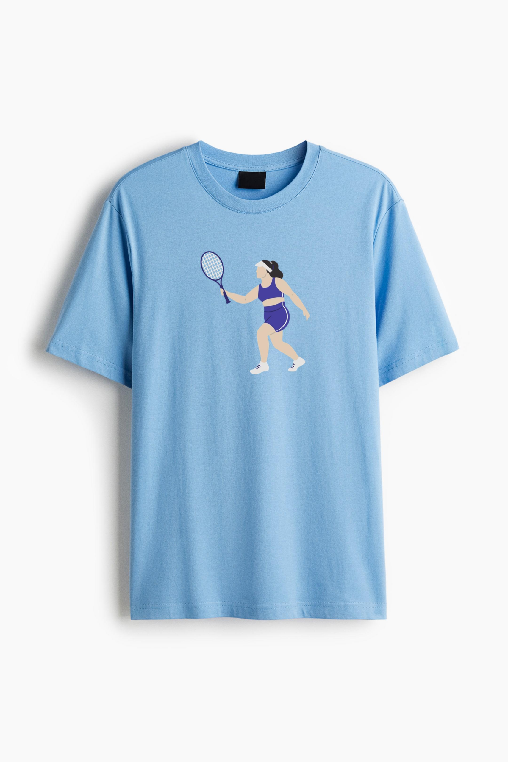 Woman Playing Tennis With A Racquet Cotton T-Shirt 