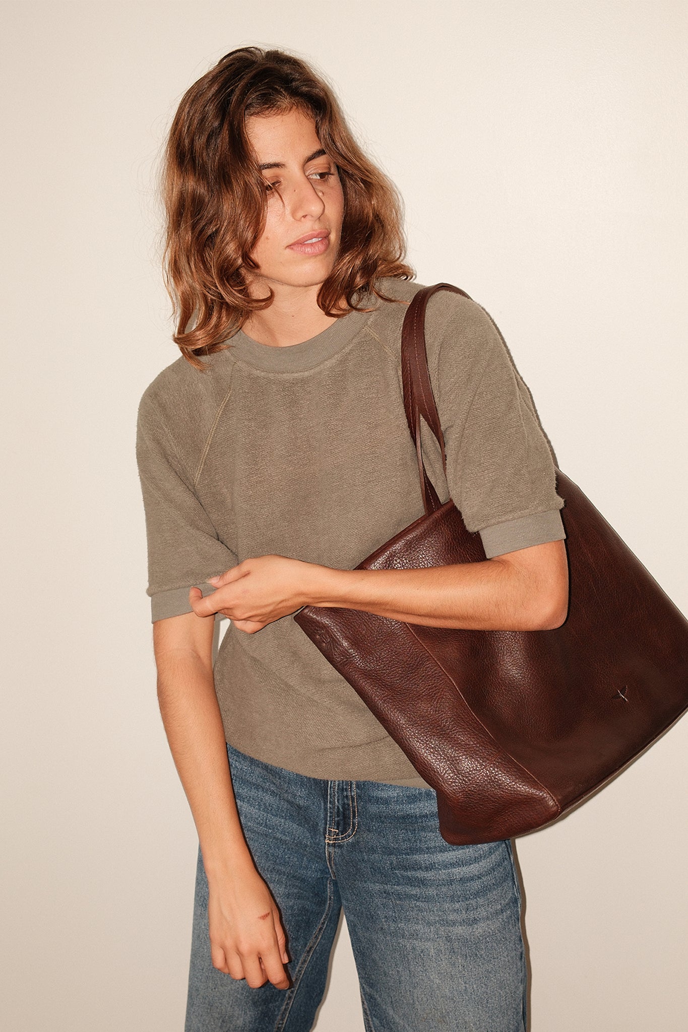 Heathered Short Sleeve Raglan Sherpa Sweatshirt