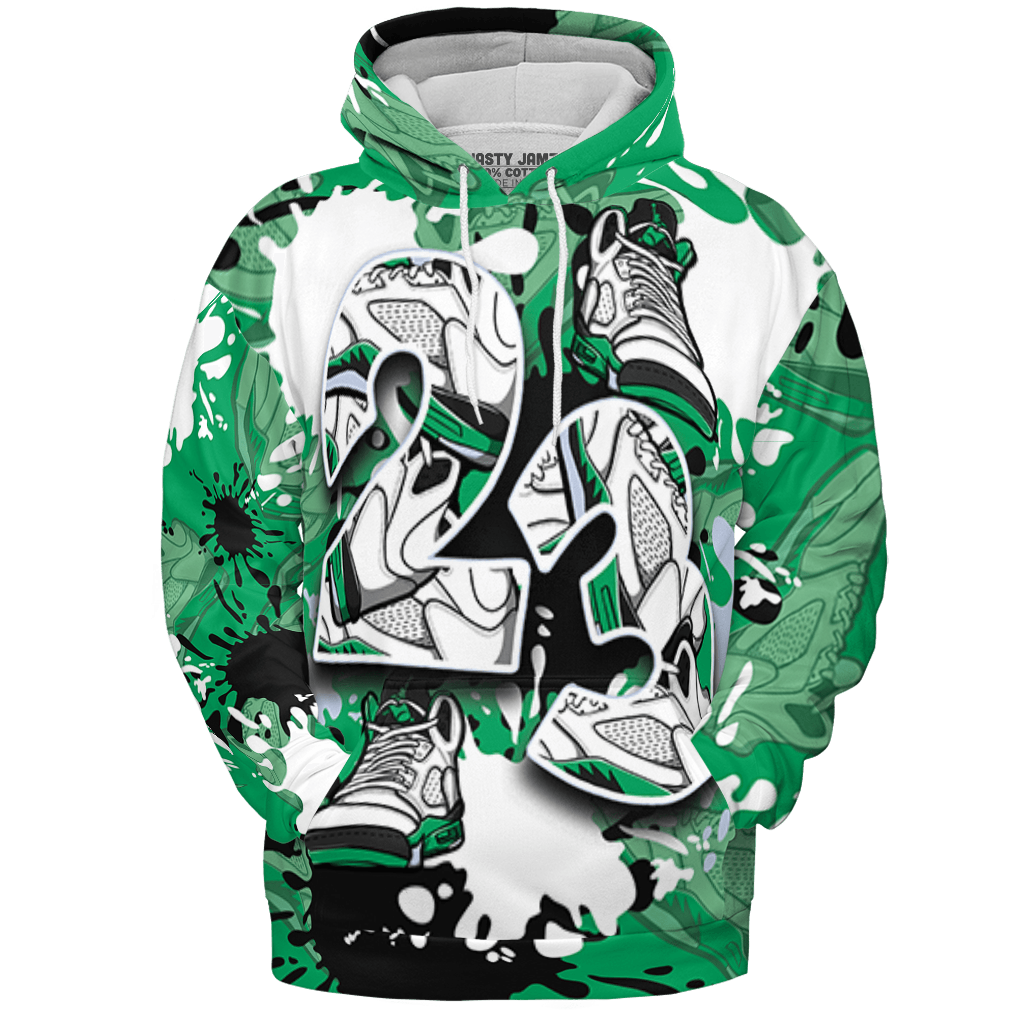 NastyJamz Lucky Green 5s Hoodie Match Number 23 Paint Too Many Sneakers