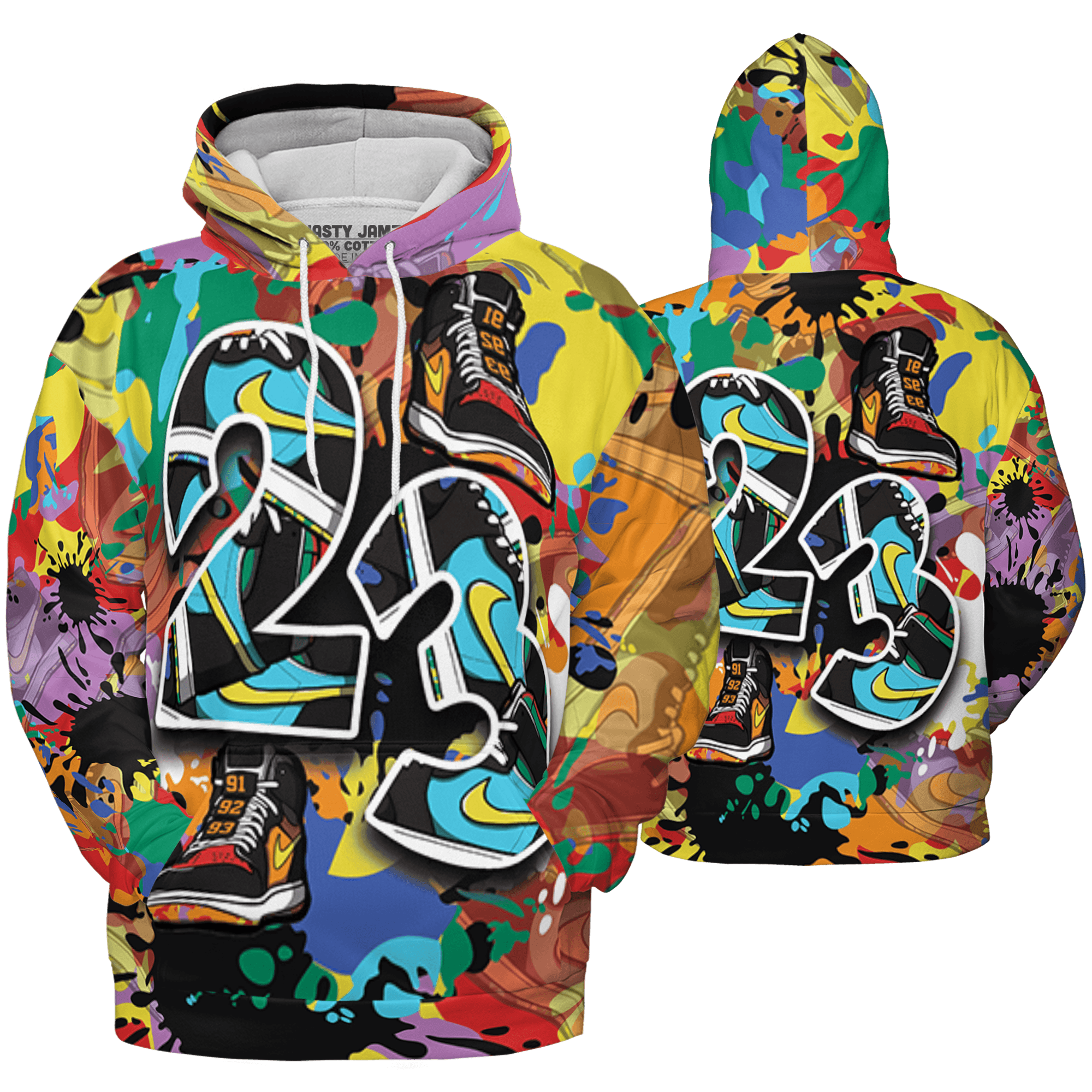 NastyJamz Mid GS Six Championships 1s Hoodie Match Number 23 Paint Too Many Sneakers