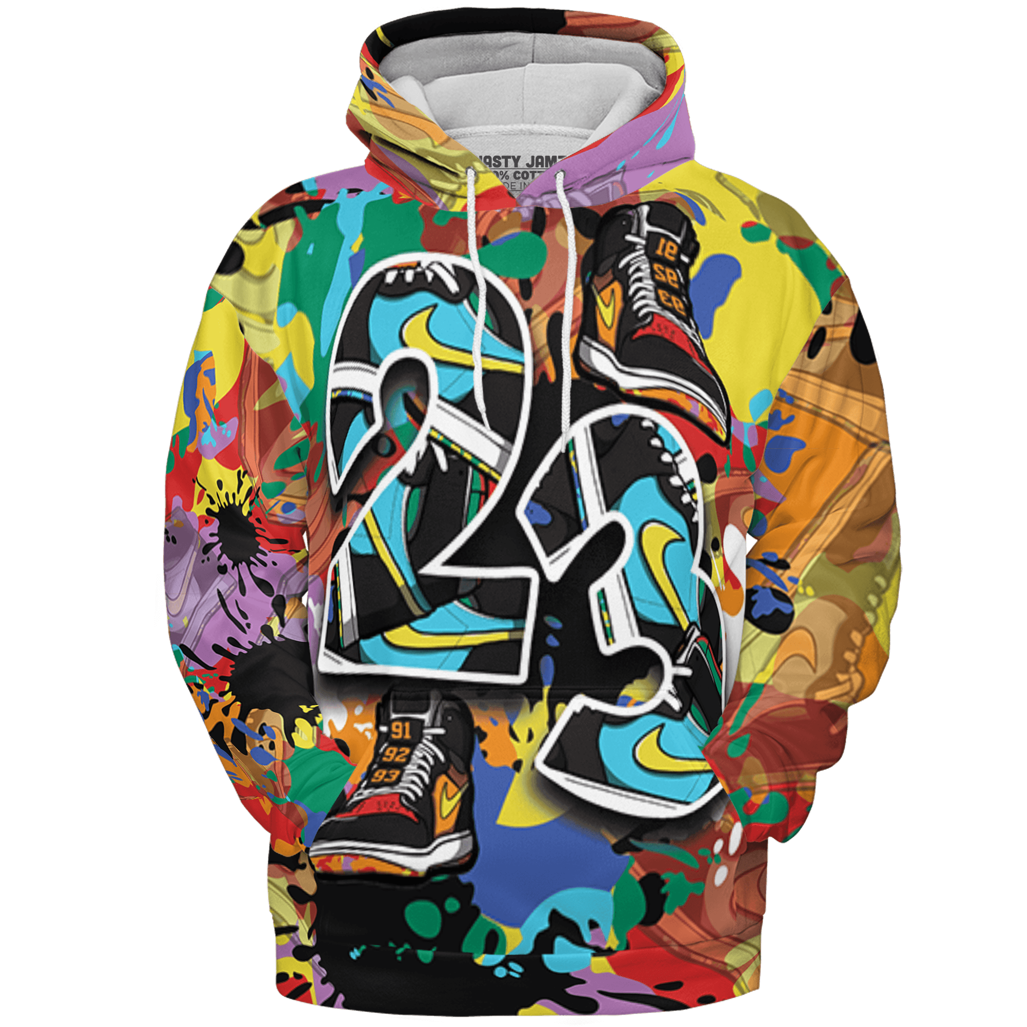 NastyJamz Mid GS Six Championships 1s Hoodie Match Number 23 Paint Too Many Sneakers