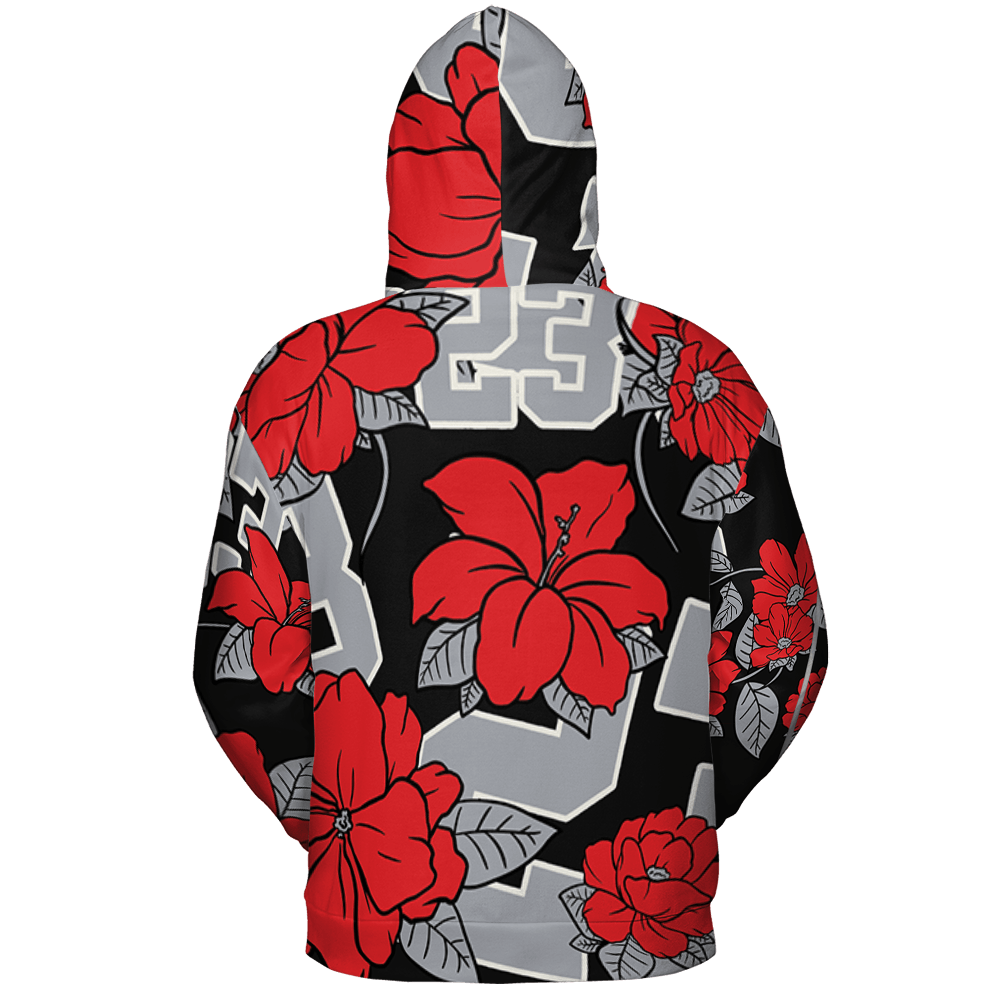 NastyJamz Bred Reimagined 4s Hoodie Match 23 Floral Flowers All-Over Print