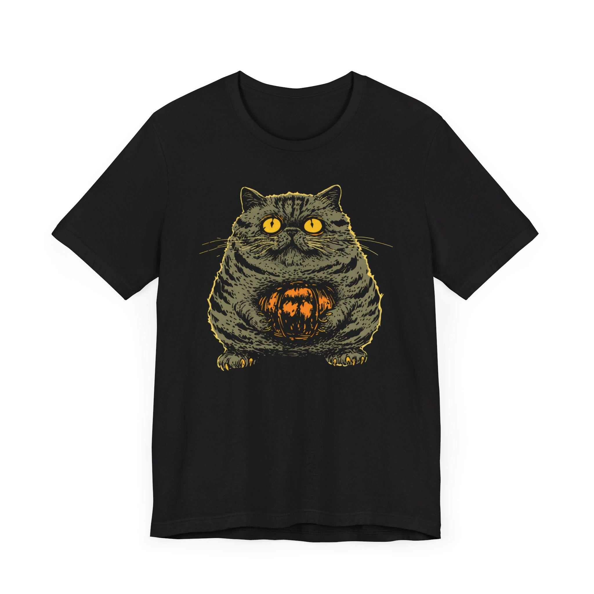 Halloween Cat with Pumpkin T-Shirt Funny Spooky Design