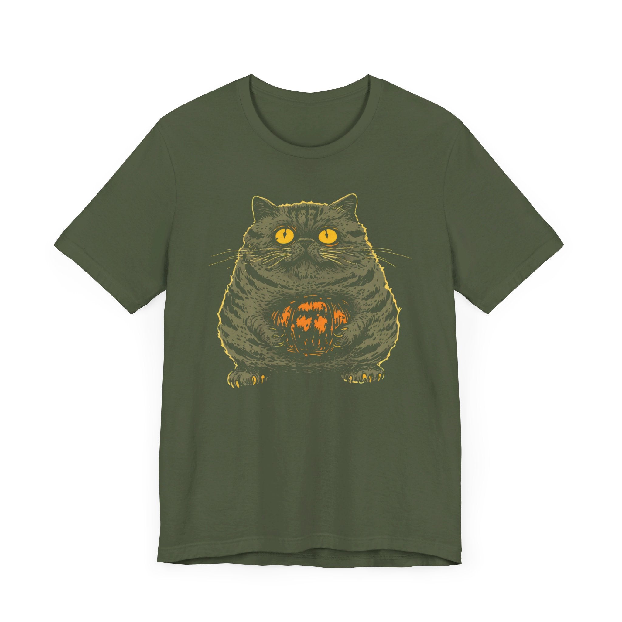 Halloween Cat with Pumpkin T-Shirt Funny Spooky Design