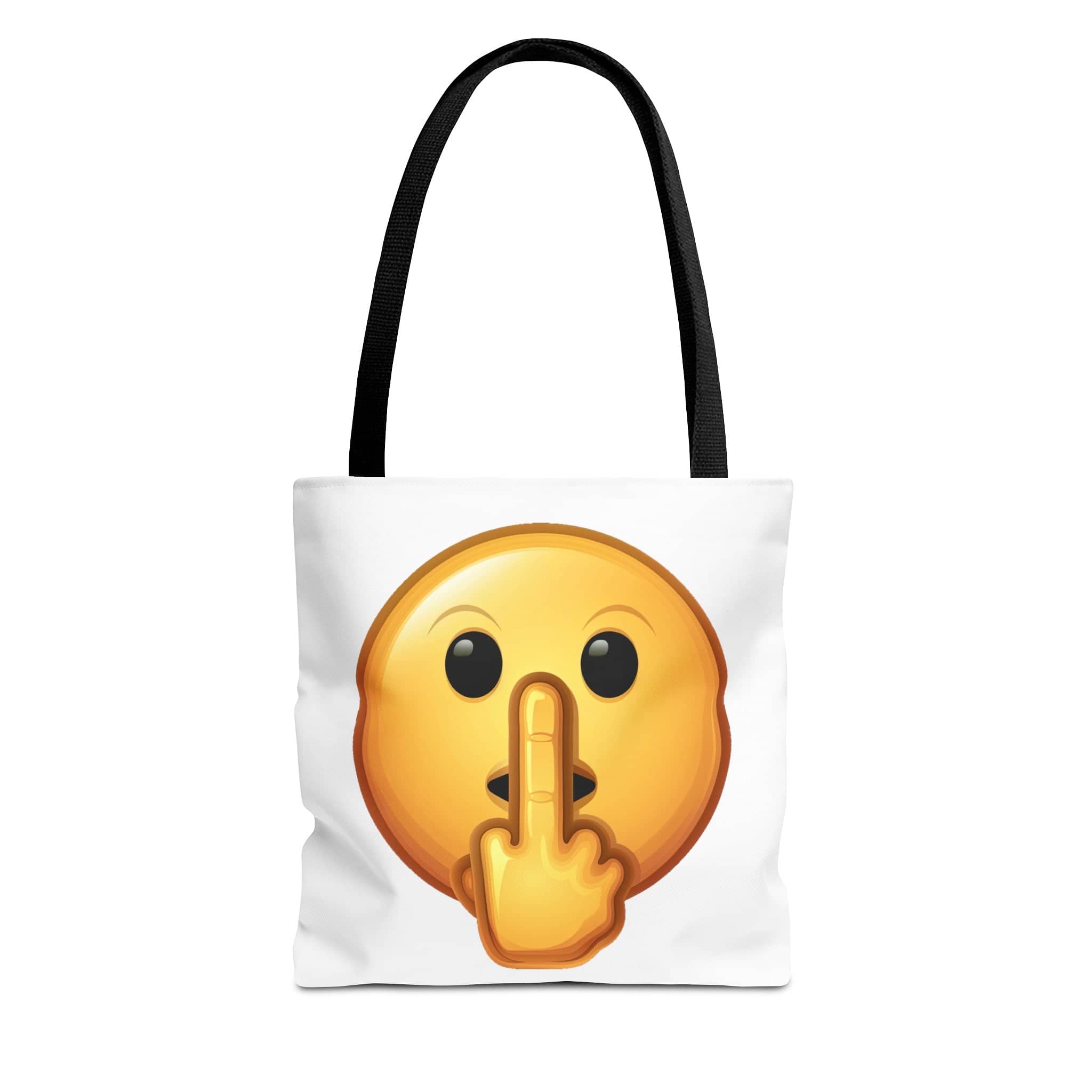Middle Finger FU Shh Silent Protest Emoji Tote Bag (AOP)