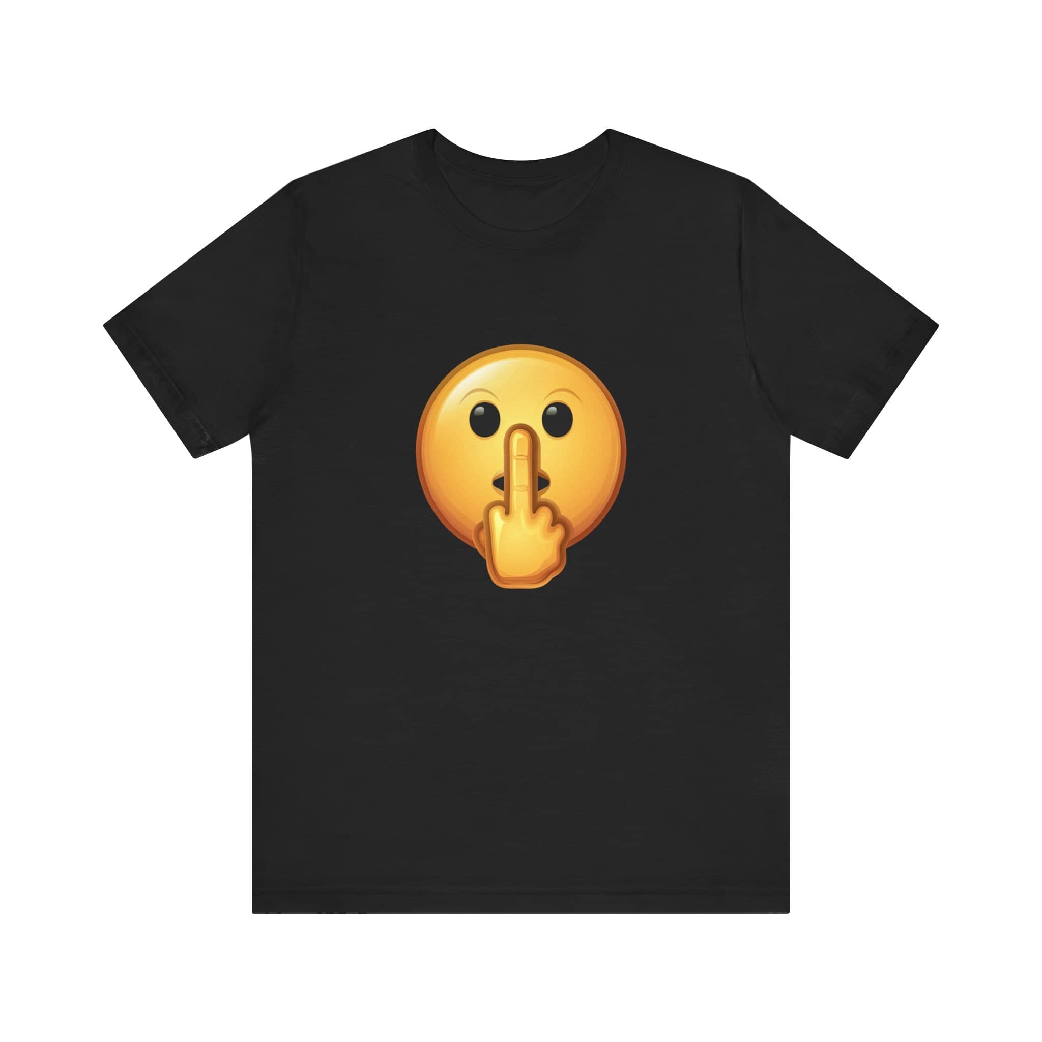 Middle Finger FU Shh Silent Protest Emoji Tee (Small Graphic)
