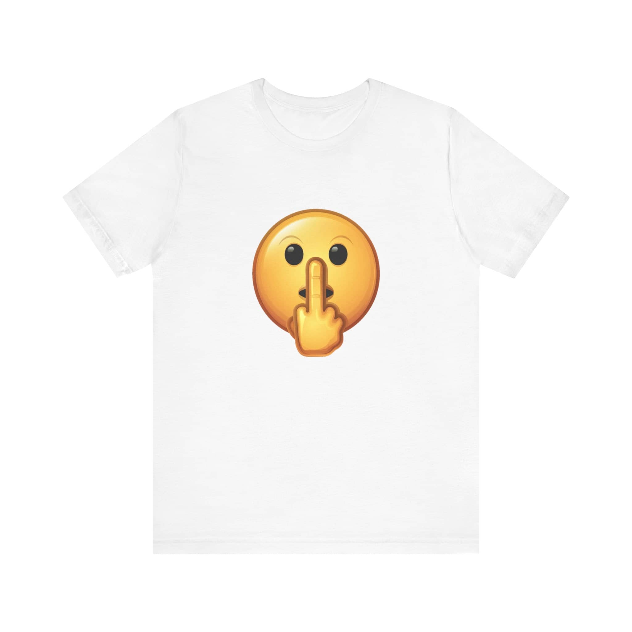 Middle Finger FU Shh Silent Protest Emoji Tee (Small Graphic)
